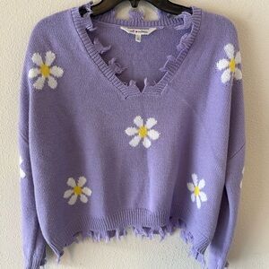 Self Esteem Lavender Daisy V-Neck Sweater